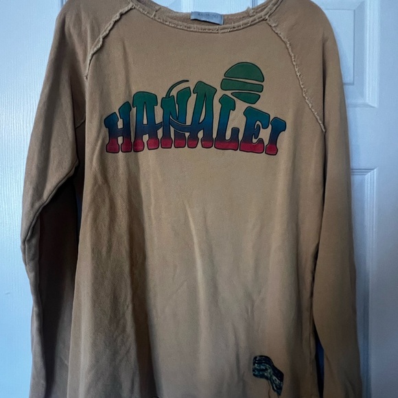 Free People Ragabond Studio gold hanalei Graphic Long Sleeve Top EUC sz m - Picture 3 of 4